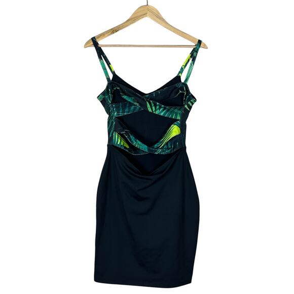 NWT Fabletics Malinid Dress Womens S Black Green Rainforest Bodycon Tropical - Picture 6 of 9